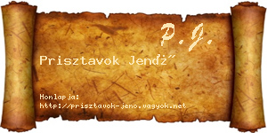 Prisztavok Jenő névjegykártya